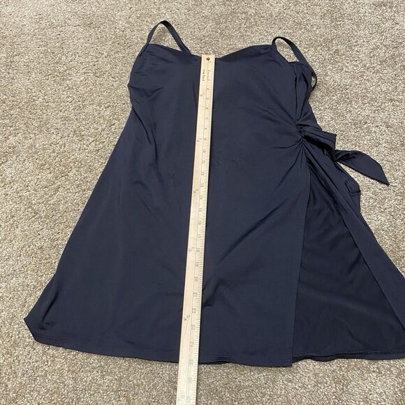 Lands End One Piece Swimsuit Dress Sz 12 Black No Underwire Padded Side Knot - Picture 12 of 16
